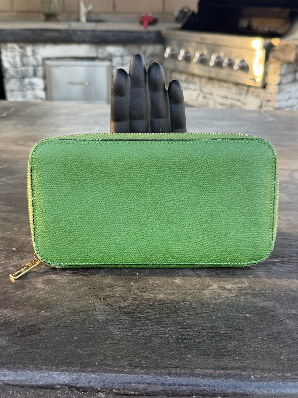 Valextra Leather Zip Around Long Wallet